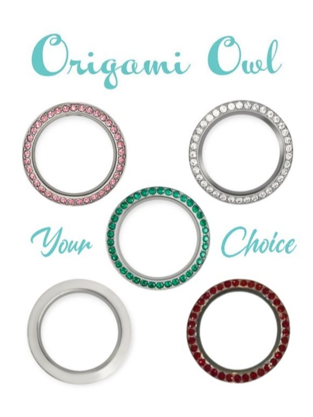 NIP Origami Owl YOUR CHOICE Large Silver Twist Face Crystal Embellished Retired